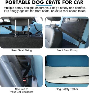 Транспортна переноска для собак Snagle Paw, велика, синя, з металевим каркасом, для подорожей на авто