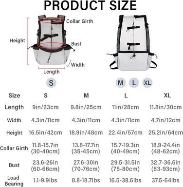 Рюкзак для собак Manon Rosa, регульований, зручний, для подорожей, походів, кемпінгу, для маленьких, середніх собак, котів, цуценят (середній, білий) Medium Weiss/opulenter Garten