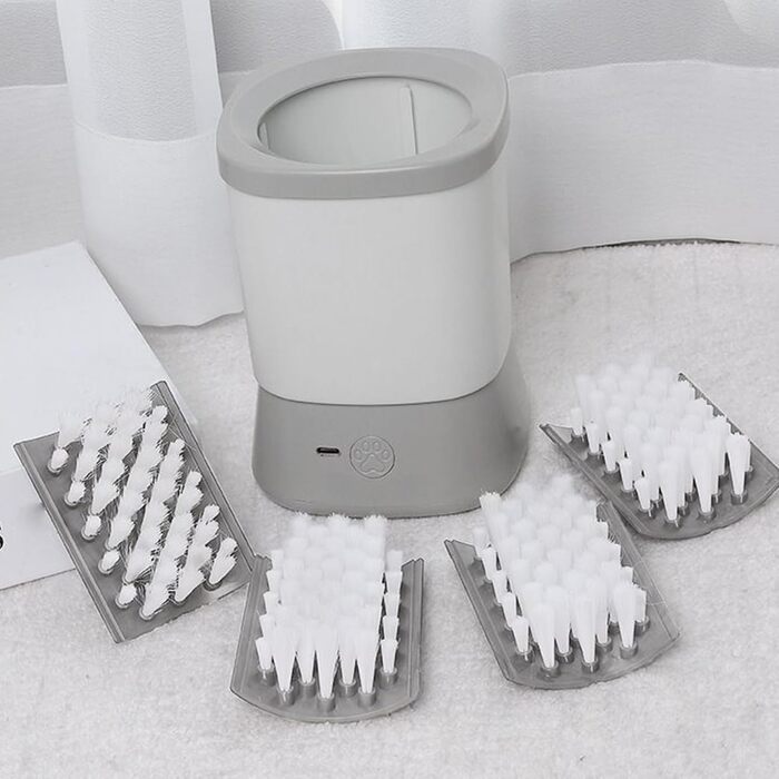 Автоматичний очищувач лап для собак | 2-ступеневий аксесуар для миття лап | для дому, подорожей, прогулянок, кемпінгу, сірих кольорів