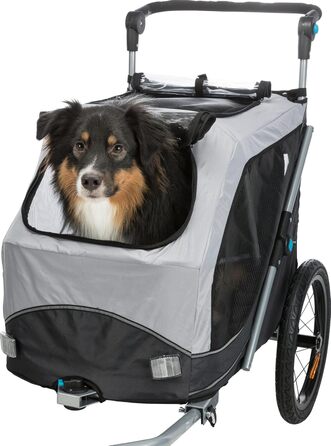 Велопричіп для собак TRIXIE 46×50×67 см, до 22 кг, зі світловідбивачами, складаний, з подушкою та повідцем