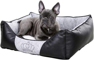 Кербл Pet Kuschelbett Chiara - м'яке ліжко для домашніх тварин, 55x45x18 см, сірий/чорний колір з декоративною короною з стразів