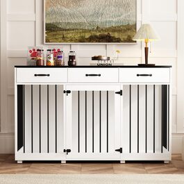 Клітка для собак з 3 ящиками, 137x57x85 см, клітка-будка для собак середніх порід, переноска для собак, білий та чорний колір, для дому