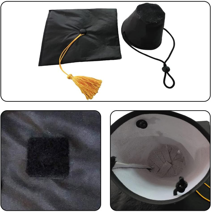 Кепка для домашніх тварин AHEOVSD з бантом на шиї, чорна, поліестер. Кепка для собак та котів, аксесуар для костюмів на відпочинок