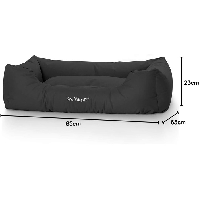 Кенуфельвуфф Фінайлі - ліжко для собак з нейлону, M-L, 85 x 63 см. Зручне собаче ліжко з піднятими бортиками та знімним чохлом. Легко чистити, підходить для великих, середніх та маленьких собак (Чорний, L 85 x 63 x 23 см)