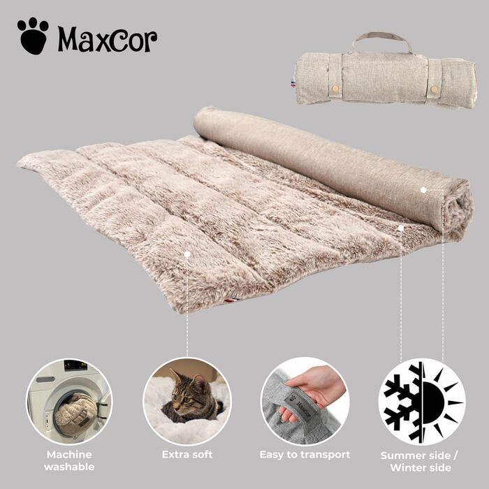 Матрац для собак XL (85x110 см), бежевий, знімне ліжко, для суглобів, легко переносити, машинка-мийка