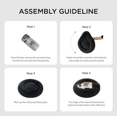 Кругле ліжко для котів BEDSURE Ø 60 см, м'яке, плюшеве, для котів та маленьких собак, 60x60x14 см