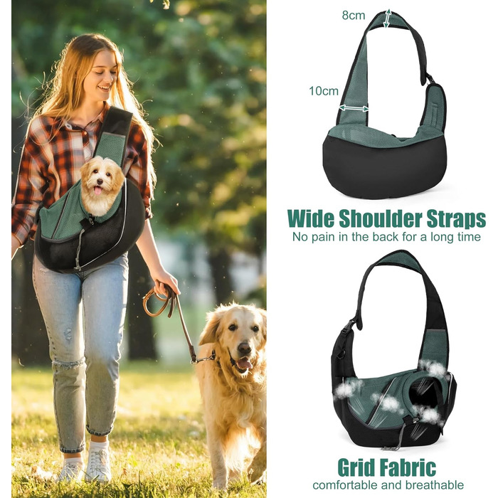 Сумка-слінг для собак NiCoLa: переноска для цуценят, чихуахуа, пуделів, бішон фрізе та котів. Ідеально для прогулянок, подорожей та відвідування ветеринара. Колір: сірий/чорний