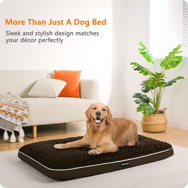 Ортопедичне ліжко для собак, матрац для собак з двошаровим дизайном, миється, знімний кошик для собак, 105 см для середніх собак, коричневий L 105 x B 69 x H 12 см Коричневий