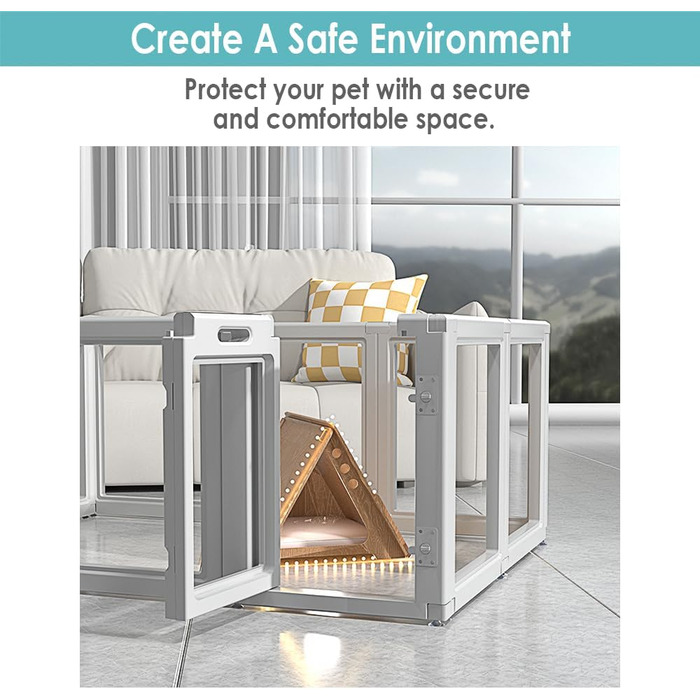 Загін для собак Front Row: міцний, прозорий, з 6 панелями, 76.2 см, для дому та саду