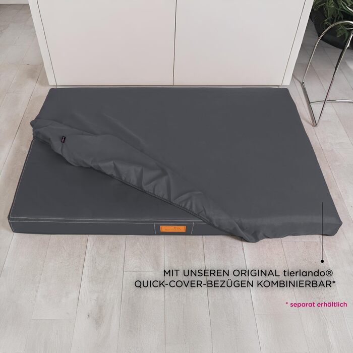 Ортопедичний лежак для собак Tierlando® Oscar Easy CLEAN з екошкіри та віскоеластичної піни, 100x80 см, колір: графіт