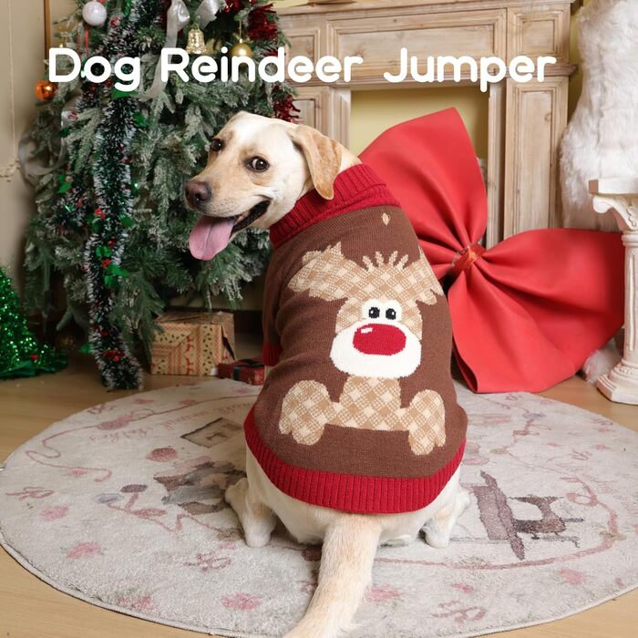 Теплий рожевий пуловер для собак на Новий рік з отвором для шлейки, для мопсів, французьких бульдогів, цвергшнауцерів, розмір L