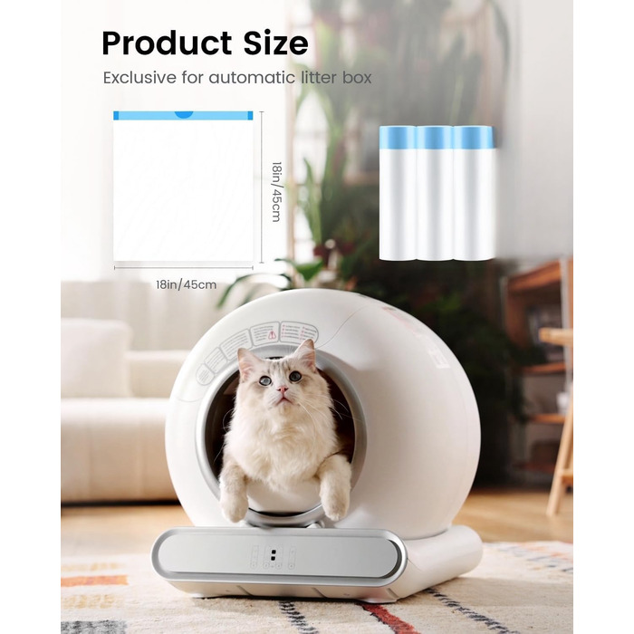 Автоматичний самоочисний лоток для котів з APP-керуванням, 65л, знімний контейнер для відходів