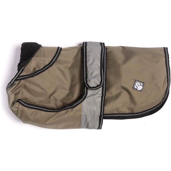 Датський дизайн: водонепроникний дощовик для собак з флісовою підкладкою, відбиваючими елементами, 30.5 см (хакі, 28 x 16 x 1 см)