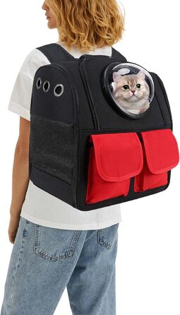 Рюкзак для кота PETCUTE, чорний, з висувною матрацом, для маленьких котів та собак, дихаючий, складаний, Oxford-Tuch