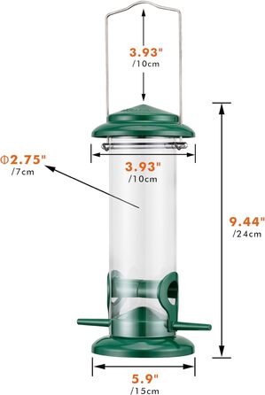 iBorn годівниця для птахів на підвіску, зелена, 2 шт. - металева, стійка до іржі, 20 см