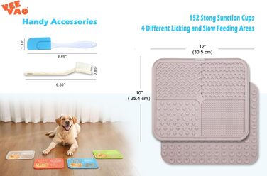 Килимок для собак великих порід VEEVAO, 30.5 x 25.4 см, силікон харчового класу, з присосками, для заспокоєння, від нудьги (XL, сірий)