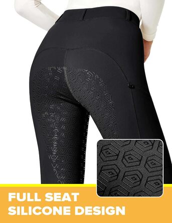 Легінси для їзди верхи FitsT4 з силіконовим покриттям, кишенею для телефону та петлями для ременя - чорний, розмір S