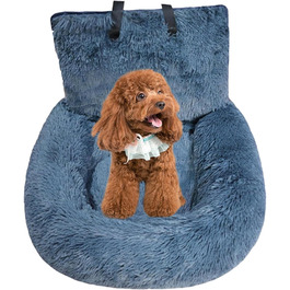 Автокрісло для собак, автоліжко для собак - знімний м'який пухнастий лежак для собак, автоліжко для собак, миється, з повідком та ременем, підходить для авто/вантажівки/SUV/пікапа, темно-сірий L