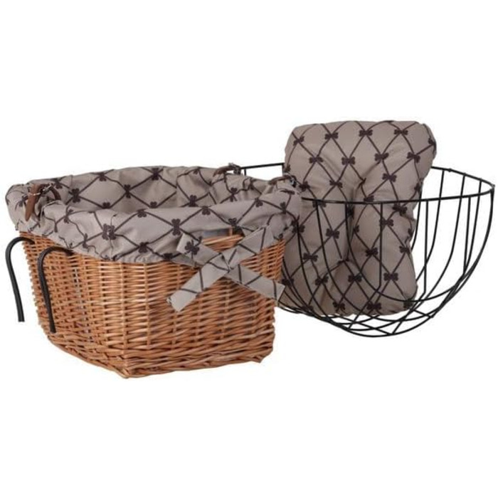 Ретро кошик для велосипеда з кришкою, плетіння з лози, переноска для тварин з підкладкою з тканини