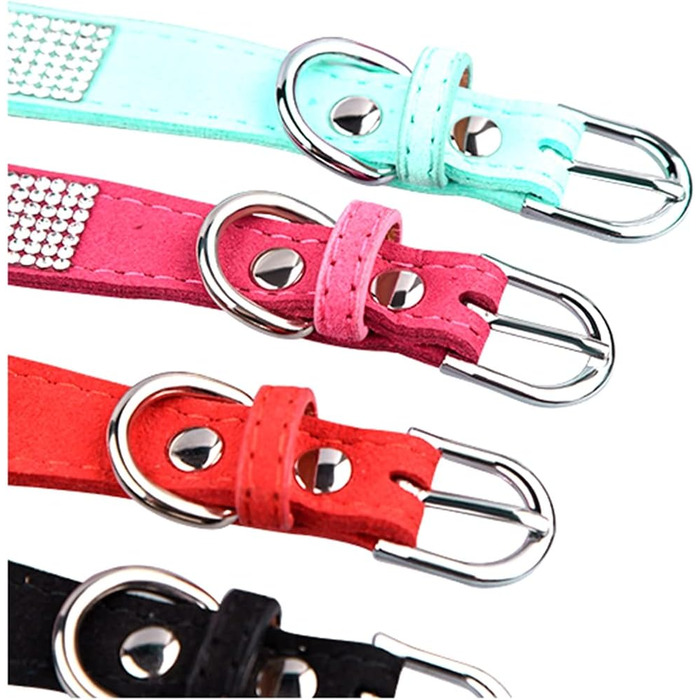 Нашийник для собак та котів Haoyueer зі стразами, рожевий, м'яка замша, розмір M