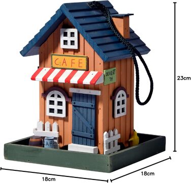 Дім для птахів Dobar® 25119FSC - дерев'яна годівниця для птахів у стилі Вестерн, 18x18x23 см, кольоровий (кафе)