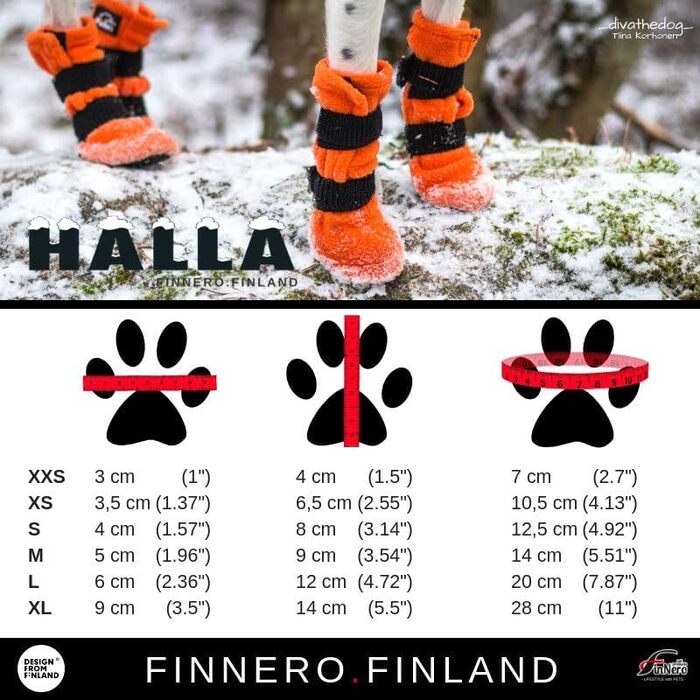 FINNERO Halla м'які черевики для собак, 4 шт, захист лап, для малих порід, помаранчеві, розмір M