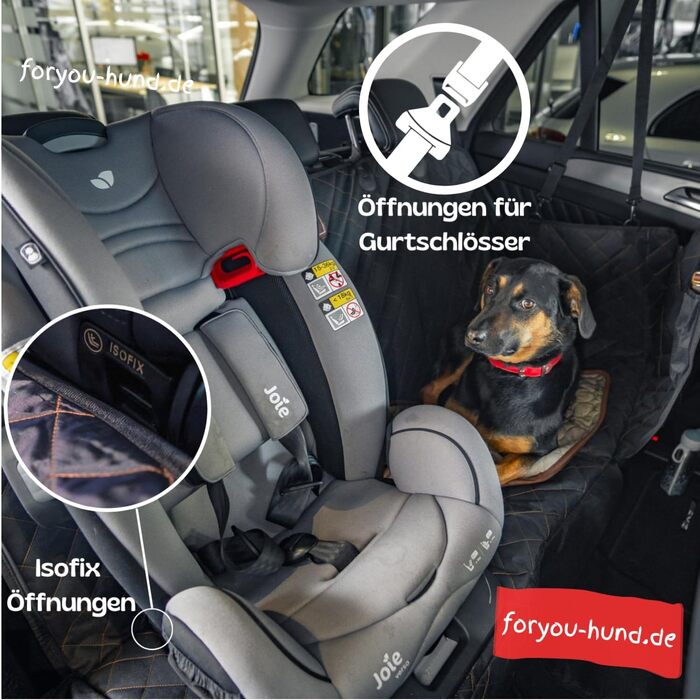 Захист сидінь автомобіля ForYou® з підстилкою для собак - Водовідштовхувальний захист сидінь для собак з боковими панелями та віконцем, стійкий до подряпин, преміум-якість, Made in Germany