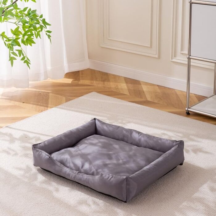 Водонепроникне собаче ліжко M&Catree, прямокутне, миється, м'яке, для собак та котів - темно-сірий (Basic), розмір L: 50*60*7 см