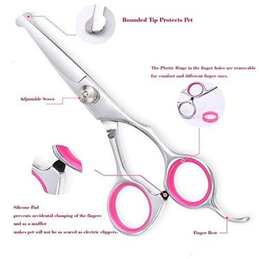 Набір професійних ножиць для грумінгу собак та котів (5 шт.) з безпечними закругленими кінцями. Виготовлені з нержавіючої сталі, для стрижки та витончення шерсті.