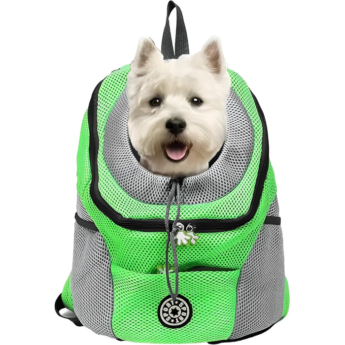 Рюкзак-переноска для собак та котів, до 10 кг, зелений, для подорожей та активного відпочинку
