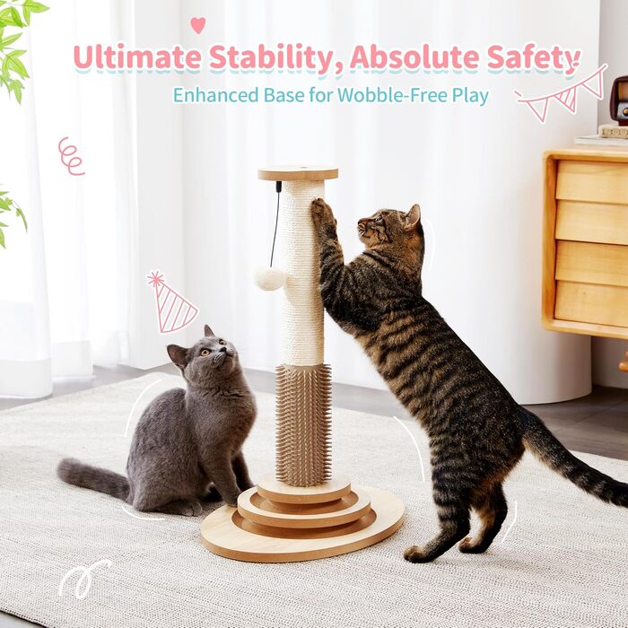 Made4Pets Когтеточка для котів з інтерактивними іграшками, обертовою платформою, треками з кульками та підвішеними м'ячами, ідеальна для домашніх котів