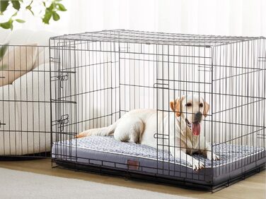 Велике ортопедичне ліжко для собак з піною з пам'яті, миється, коробка для собак, килимок з знімним чохлом та водонепроникним наповнювачем, плюшеве фланелеве покриття з неслизьким дном для великих собак, блакитний, білий, L (36'x24'x3.5')