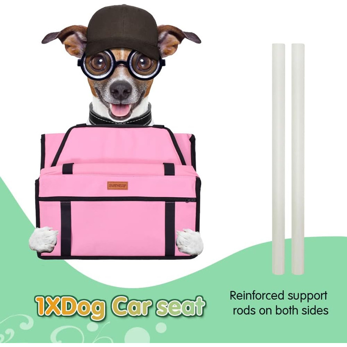 Автокрісло для собак - рожеве, з ременями безпеки, водонепроникне, для маленьких собак, підходить для заднього та переднього сидіння