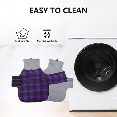 Зимовий нашийник для собак Dachshund від Geyecete, водовідштовхуючий, з отвором для повідка, теплий пуловер для маленьких собак, червоний (S, в клітинку фіолетовий)