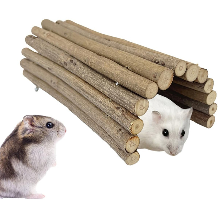 Туннель-іграшка для хом'яків та гризунів DEMONTALK з натурального дерева, тунель-труба для хом'яків, щурів, мишей