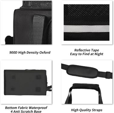 Сумка-переноска для собак та котів Wakytu, велика, чорна, розширювана, складна, 900D Oxford, міцна