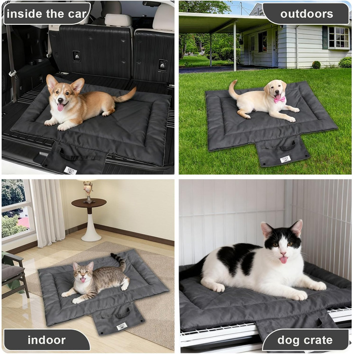 Водонепроникний килимок для собак на винос, миється, м'який килимок для собак, килимок для собак для подорожей, кемпінгу та відпочинку на природі, сірого кольору