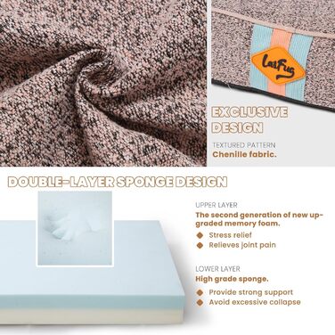 Ортопедичне ліжко для собак Laifug з memory foam, велике, з подушкою, водовідштовхувальне, знімний чохол, розмір L (87x56x10 см)