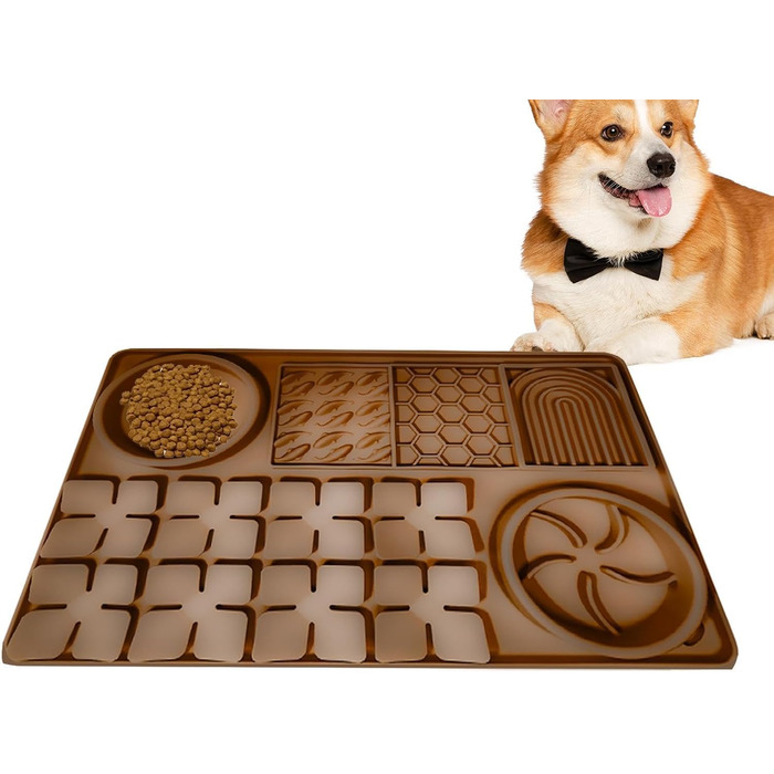 Килимок для годування собак та котів Slow Feeder з силікону, коричневий