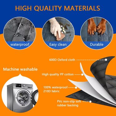 Чохол на автокрісло для тварин, водовідштовхувальний, багаторазовий, з фіксаційним ременем, чорний, розмір L