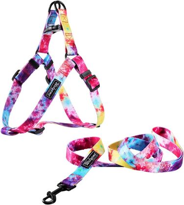Нашийник та повідець для собак Tie Dye, комплект для малих, середніх і великих порід, райдужний дизайн