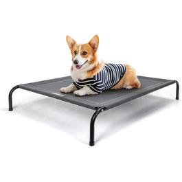 Nobleza Hundeliege Outdoor: Підвищене ліжко для собак, середній розмір, для вулиці, кемпінгу, з охолодженням, сіре, M, 105x80x20 см