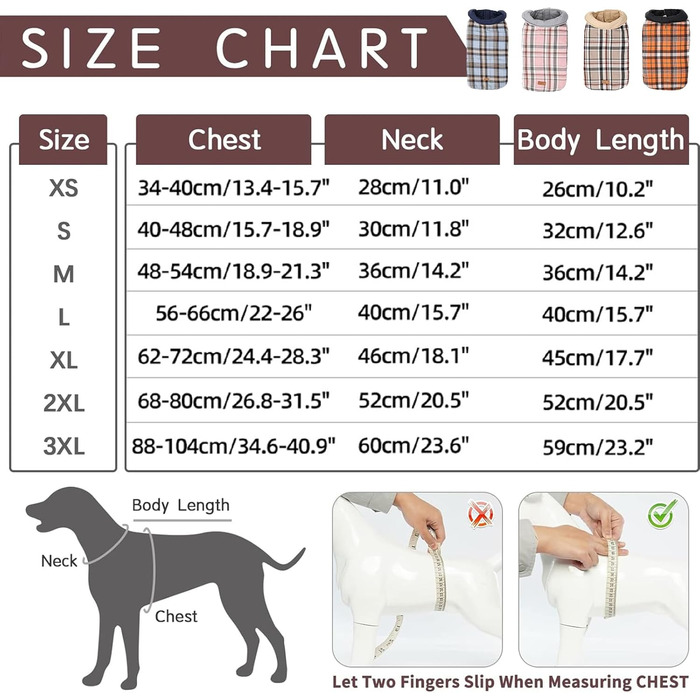 Зимовий одяг для собак, водонепроникна тепла куртка для малих, середніх та великих собак, для активного відпочинку на вулиці з отвором для повідка, двостороння куртка в клітинку, бежевого кольору, розмір L