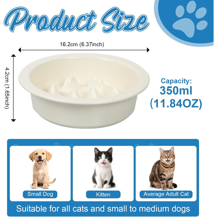 Миска для собак Slow Feeder з антиковзким покриттям, кераміка, для маленьких та середніх порід