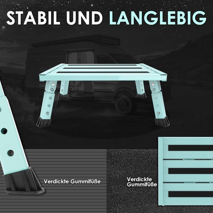 Алюмінієва розкладна сходинка-підставка, 300 кг, 3 сходинки, регульована висота, широка антиковзаюча поверхня, для автодому, саду та сходи для собак, легка та складна (зелена)