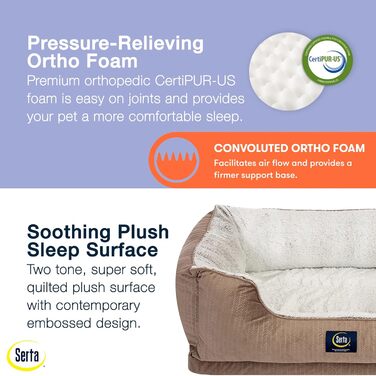 Ортопедичне ліжко для собак Serta Cuddler (велике), 86 x 61 x 25 см, шоколадно-коричневе