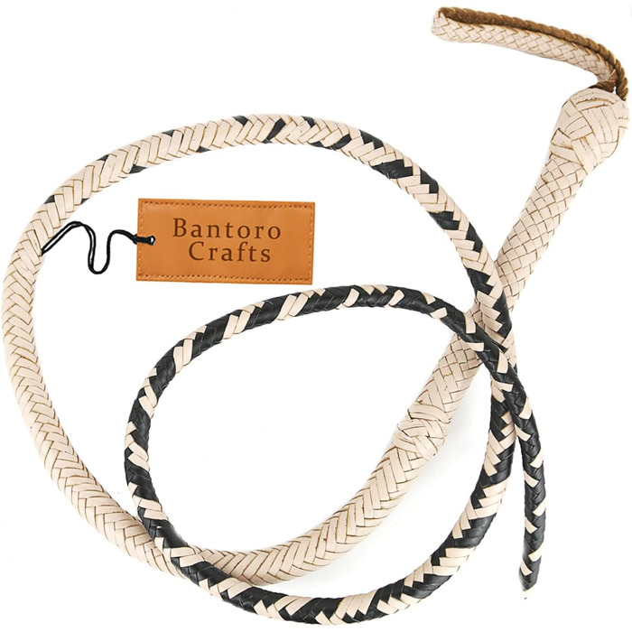 Чорно-кремова батогом з кенгурячої шкіри, важка батогом для биків з 16 пасмами, сплетений шкіряний пояс та шкіряна підкладка всередині, гучна, дзвінка батогом, стиль Індіани Джонса, для верхової їзди, кінний спорт, 6 метрів