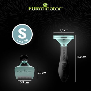 FURminator для котів S, для довгошерстих порід - скребок для вичісування підшерстка, екологічна упаковка