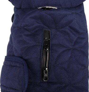 Зимовий теплий нашийник для собак Flamingo Koda, темно-синій, 35 см, поліестер, водовідштовхувальний, з флісовою підкладкою, на липучці, з отвором для повідка, високий комір, XS