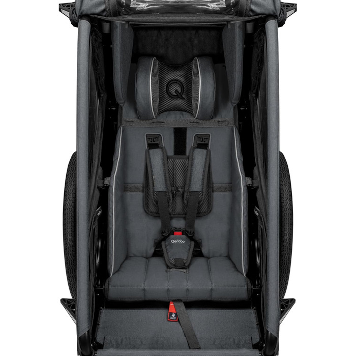 Qeridoo Kidgoo 1 Navy Blue - Причіп для велосипеда, прогулянковий візок для дітей, тренажер для ходьби, 38л, з амортизацією та ARS